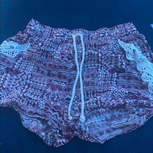 cute maroon pattern shorts